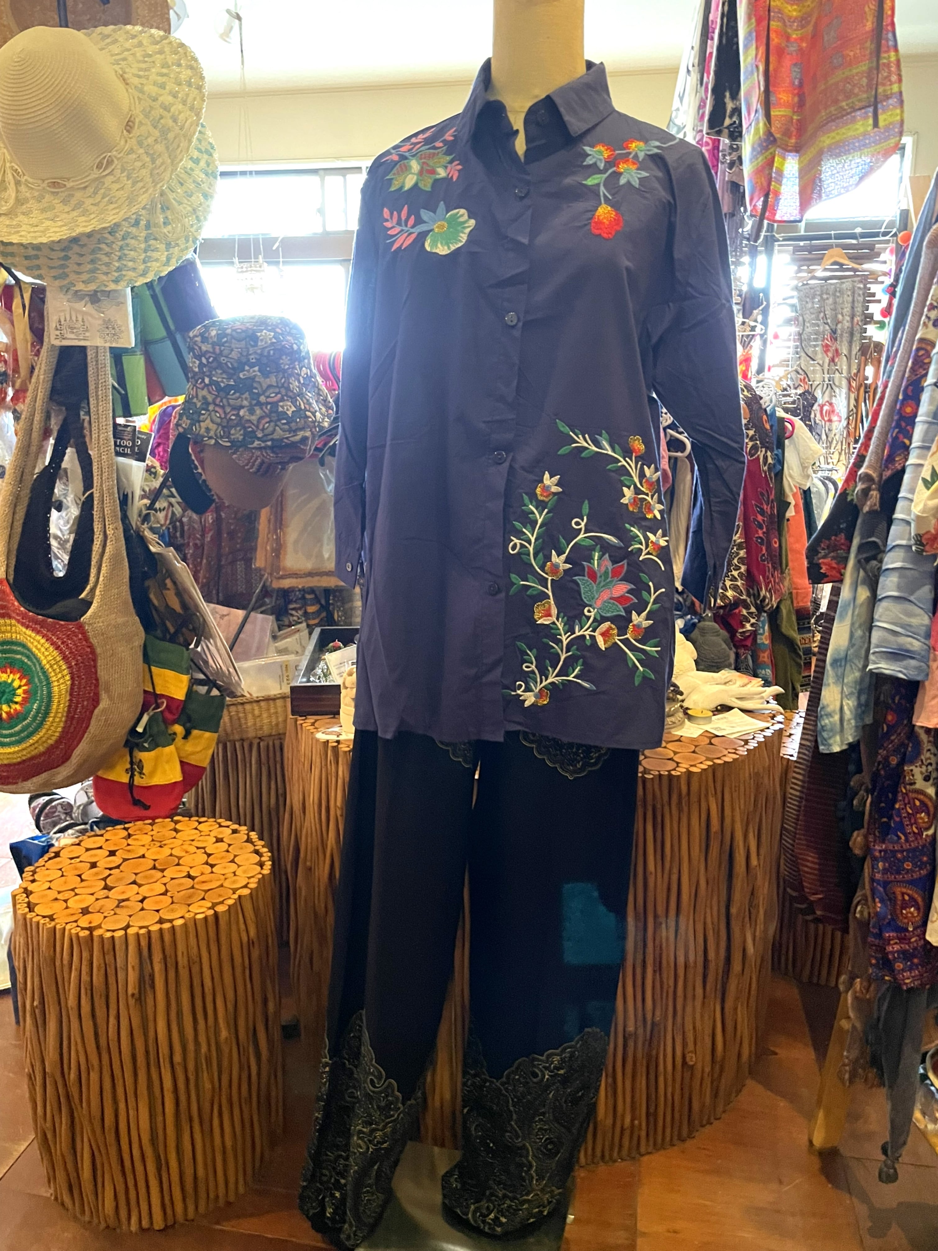 半袖 半袖シャツ 七分袖 シャツ 刺繍ブラウス ブラウス チュニック