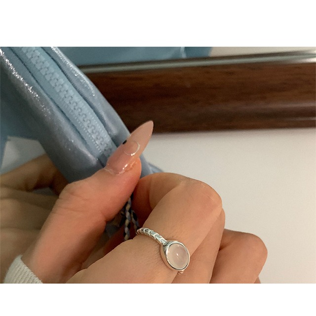 suzyaccシルバー大人の白翡翠リング