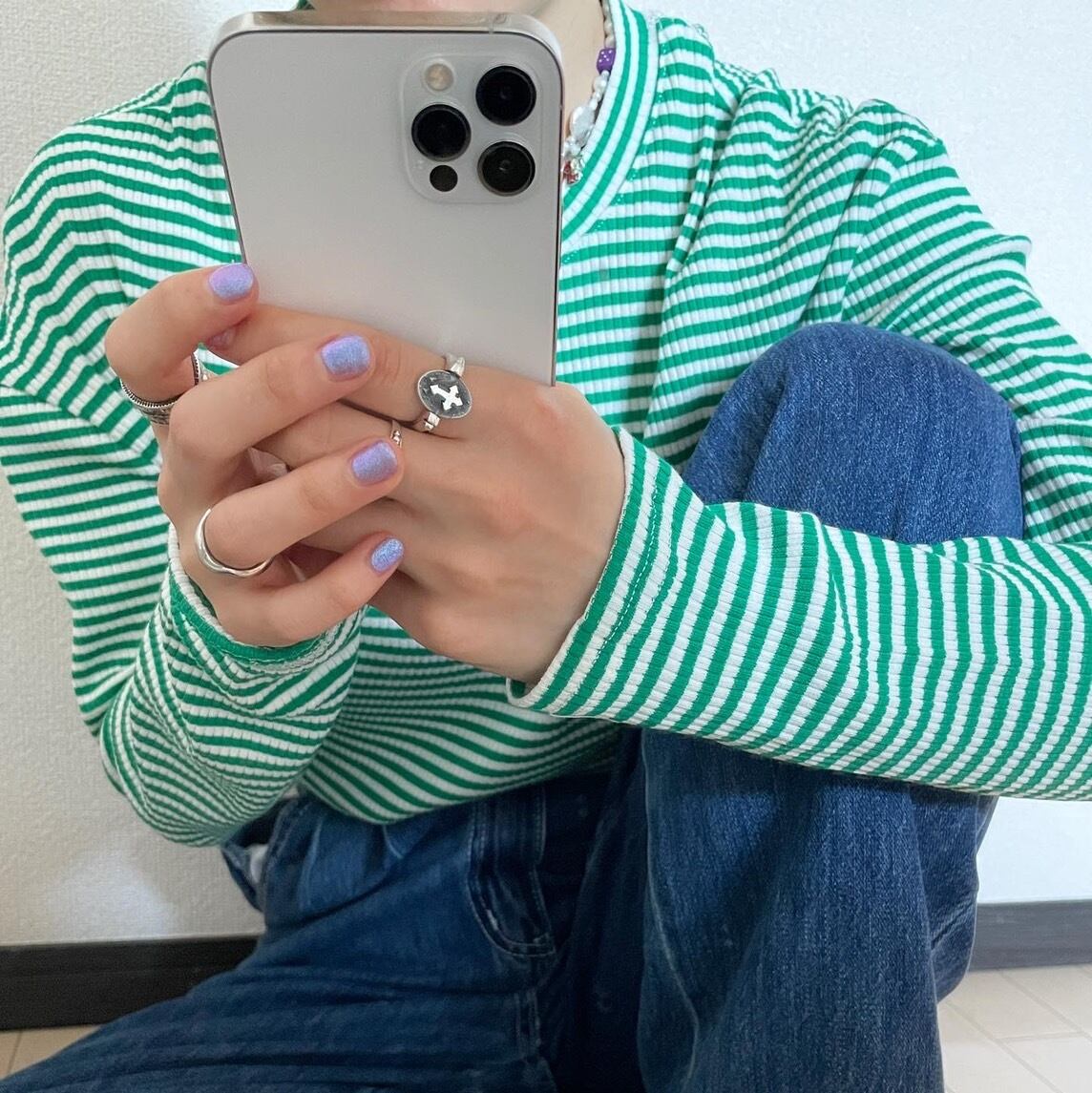 ボーダーロングカットソー_LN0106