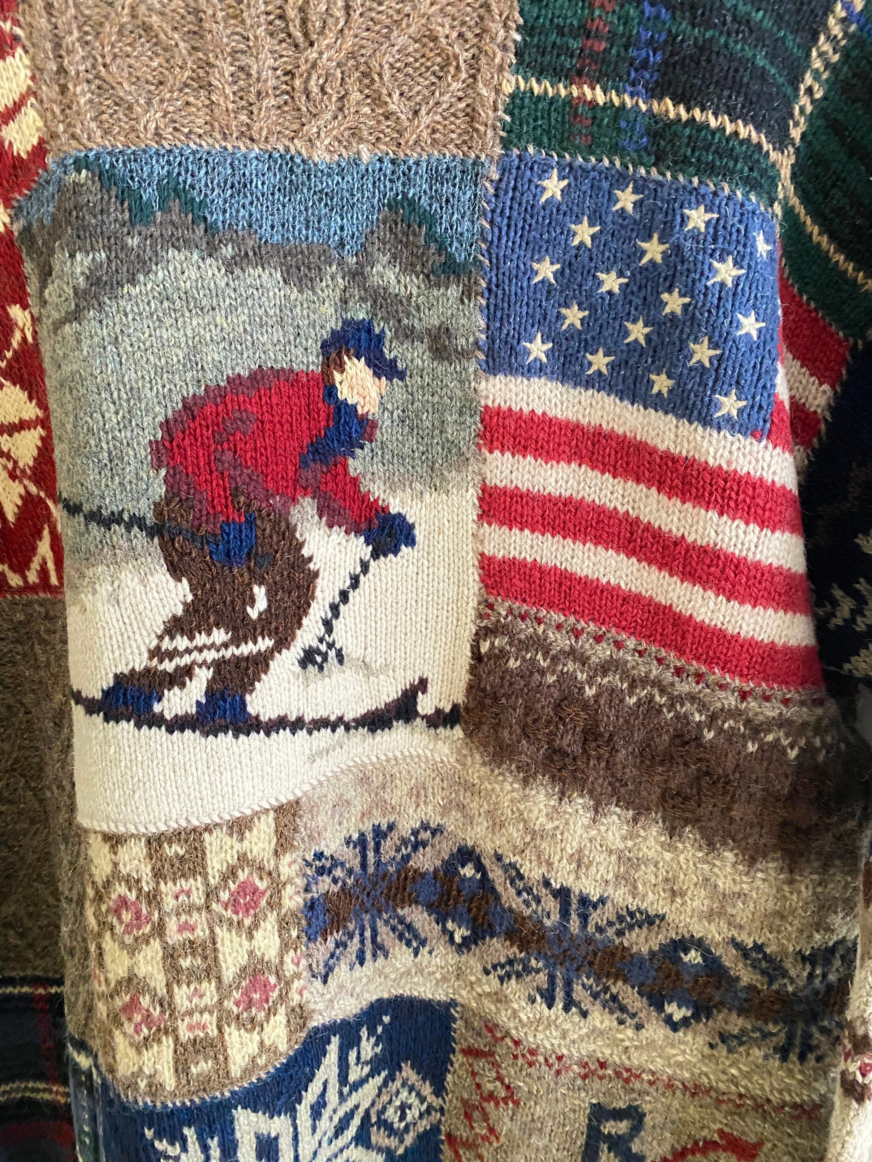◎90s Polo by Ralph Lauren パッチワーク ハンドニット② 90s Polo by Ralph Lauren PATCHWORK HAND KNIT SWEATER | JUNK SHOP