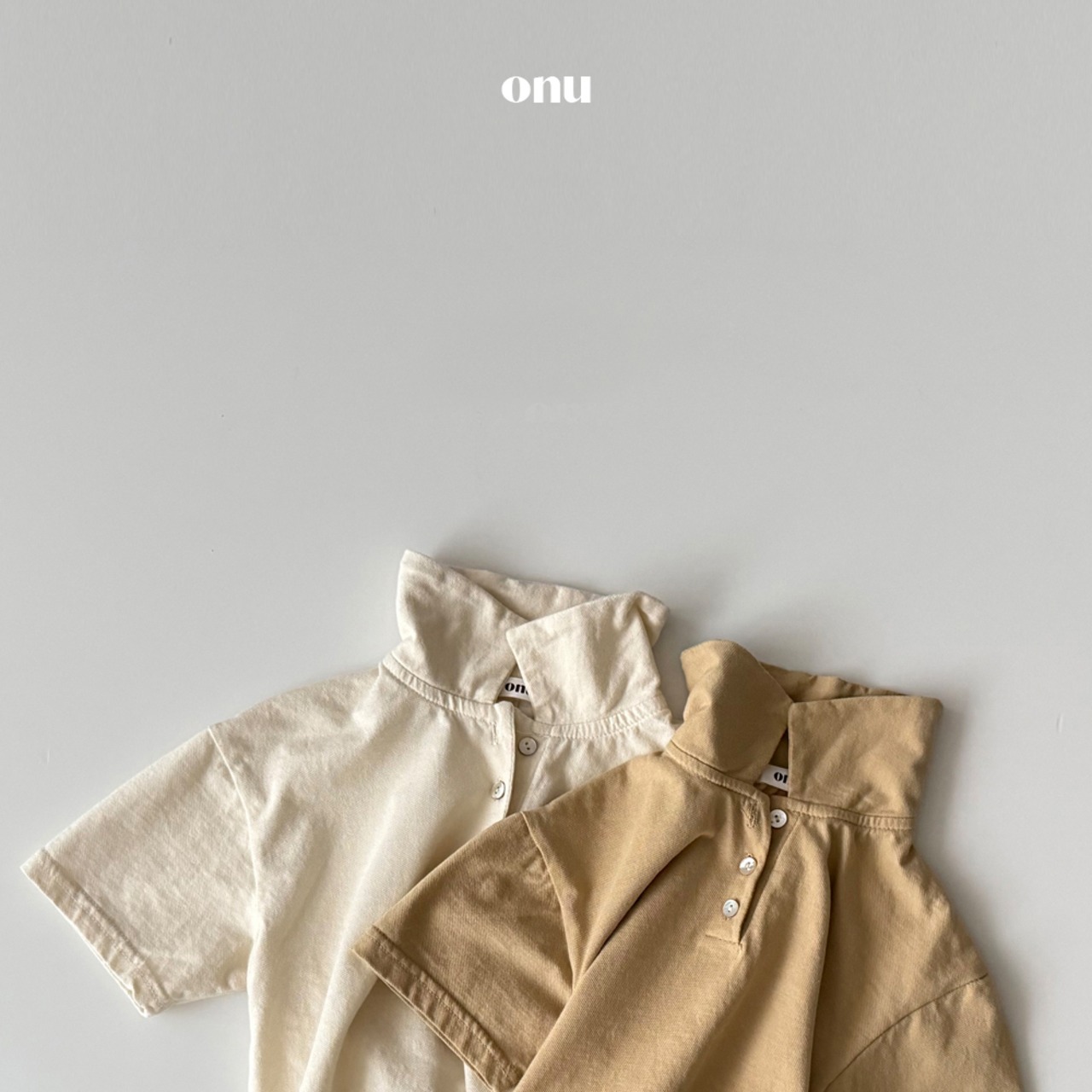 【即納品/送料無料/残り1点】ONU 26/SS Pige collar T-shirts アイボリー/Sサイズ|夏服|韓国子供服