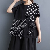 立体花モチーフ パッチワーク トップス  30061