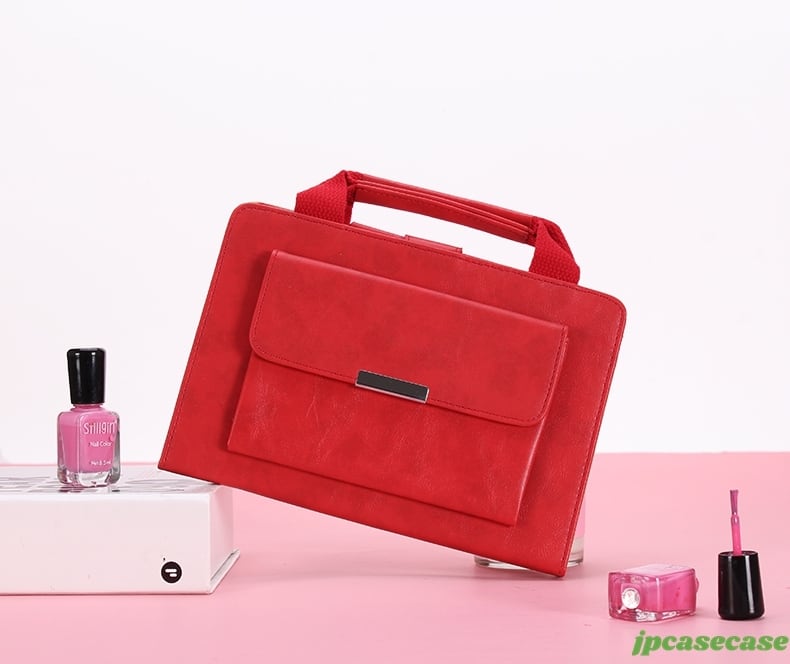 iPadケース 持ち手 バッグ サイドポケット 小物入れ レザー製