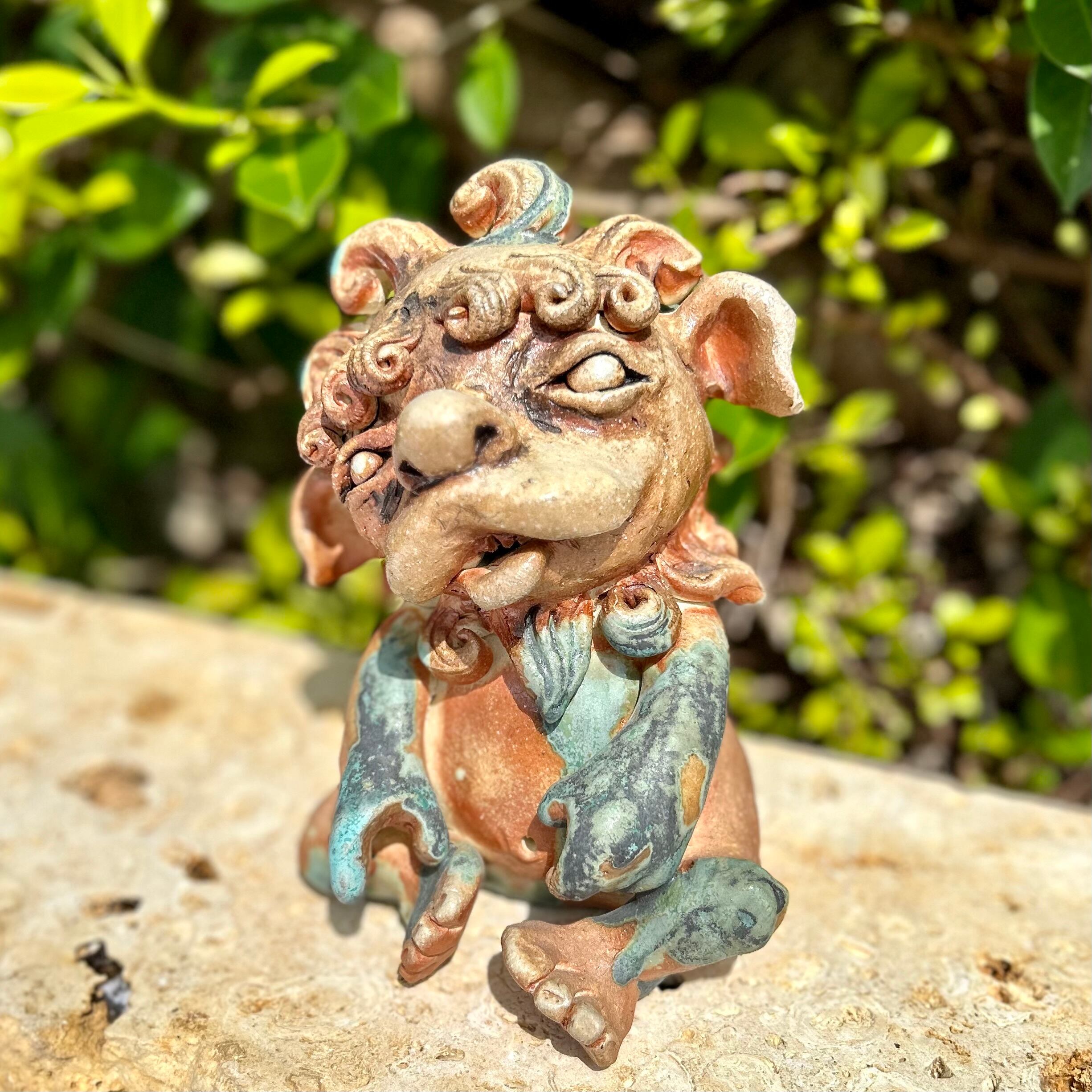 穴窯 薪窯焼締 あやシーサー S-0216 | シーサーモノガタリGallery