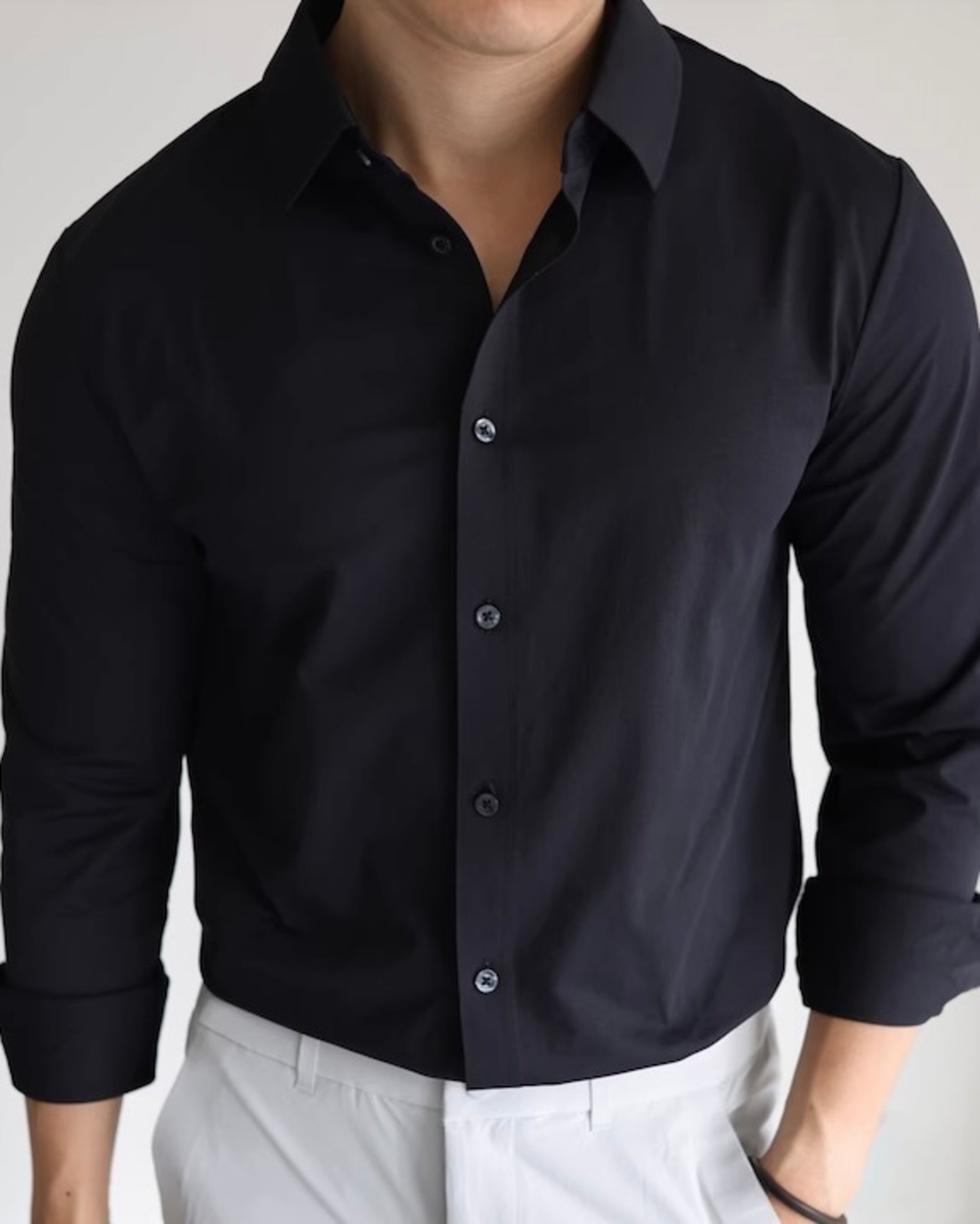 【機能端麗】吸湿速乾 ストレッチ長袖シャツ