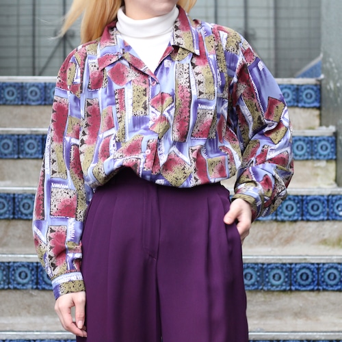 RETRO VINTAGE PATTERNED ALL OVER LONG SLEEVE SHIRT/レトロ古着総柄長袖シャツ