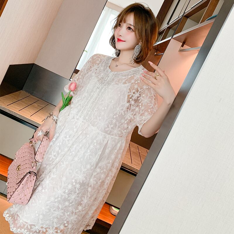 レーススカート ドレス サマー レッド 刺繍 夏物 MIUCO65255213250