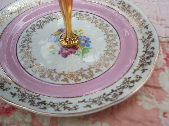 english vintage2 Tier small cake stand イギリス ヴィンテージ