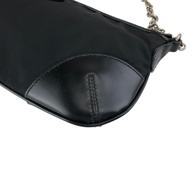 PRADA プラダ ショルダーバッグ ブラック トライアングルロゴ PVC レザー チェーンショルダー コーナーレザー vintage ヴィンテージ オールド 3m6ggr