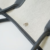 HERMES エルメス ガーデンパーティ 36 PM トワルアッシュ×レザー グレー×ブラック シルバー金具 ▢H(2004年) ハンドバッグ