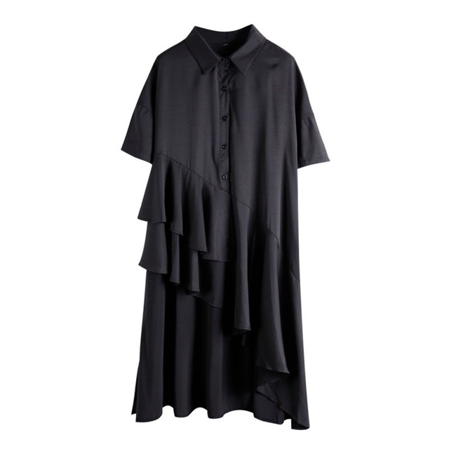 Frill mid-length shirt 【2Color】C0325