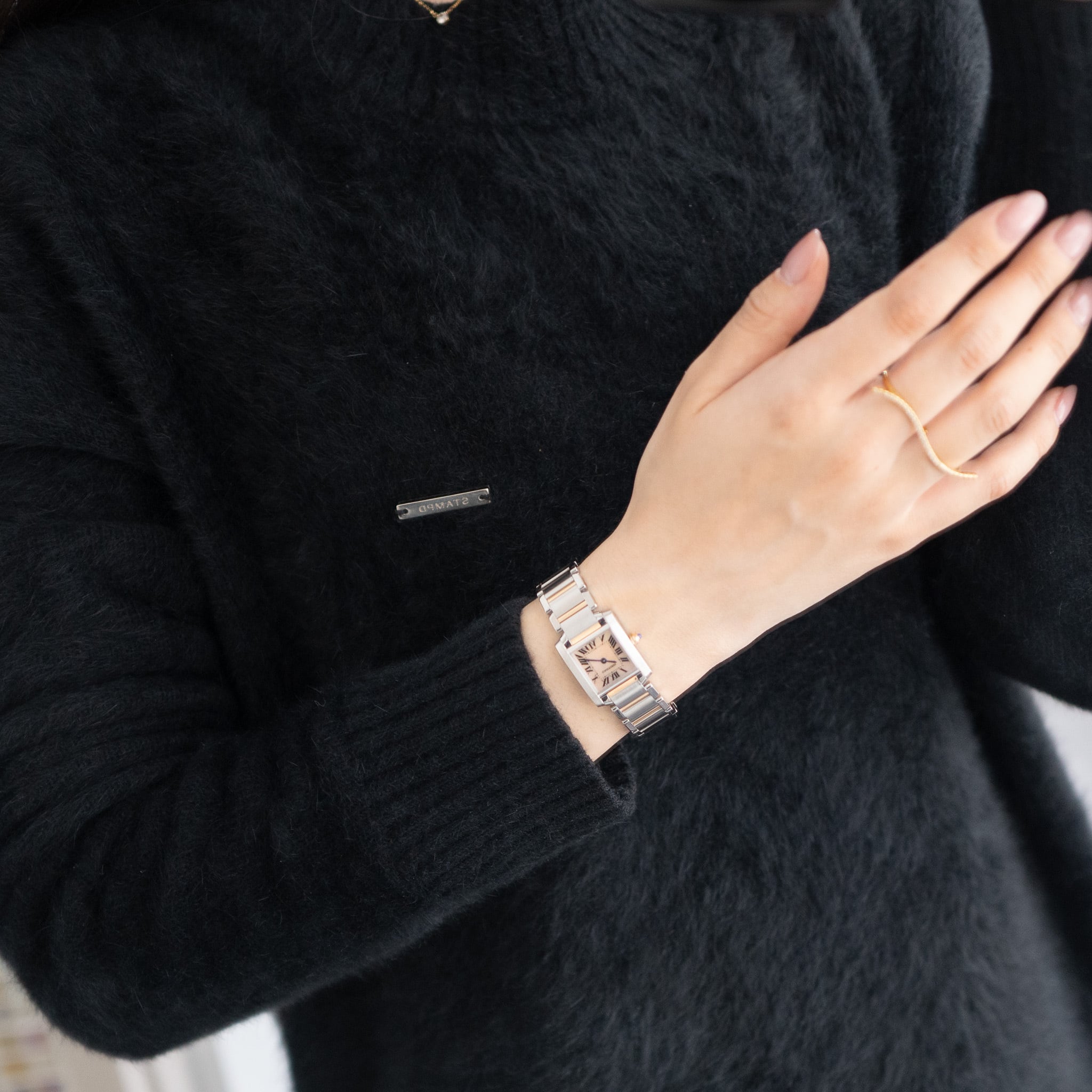 カルティエ タンクフランセーズ SM コンビ ピンクシェル文字盤 | Ante