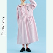 可愛いの凝縮♡まんまる襟とフリルディテールのピンクワンピース《i0620》