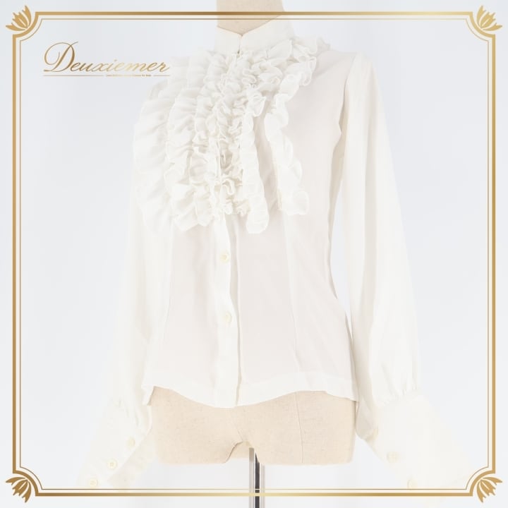 フラメンコ 衣装 トップス ブラウス 白 無地 長袖 フリル レース 透け