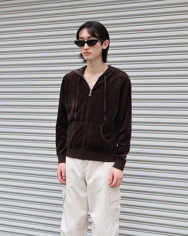 short length velor zip-up foodie