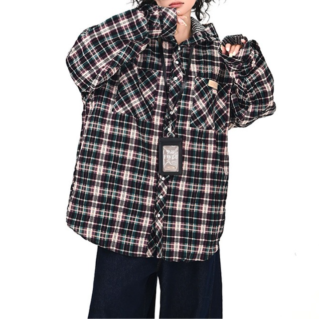 hooded multi-plaid shirt　フード付きマルチチェック柄シャツ　J1230