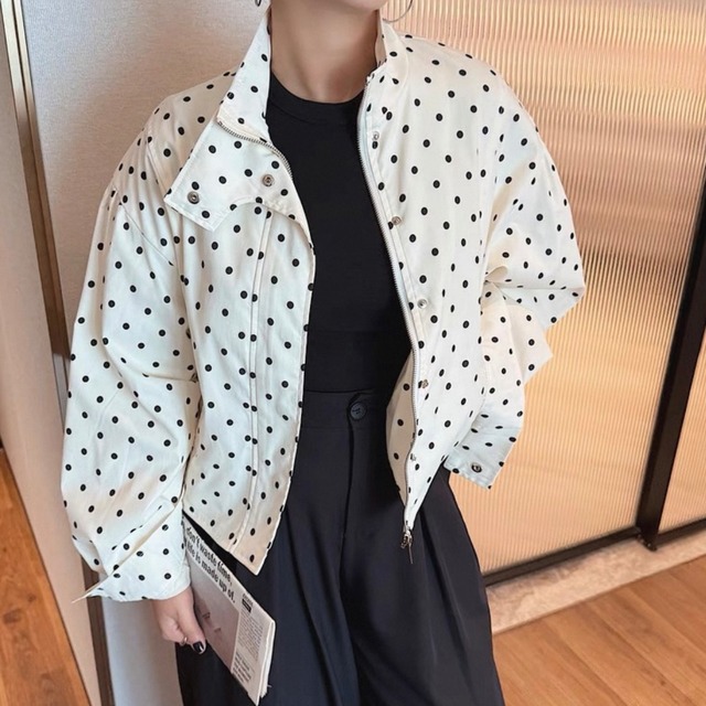 ドット柄ジップブルゾン　N00205