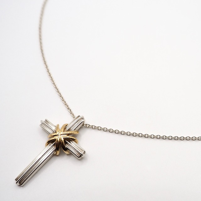 Tiffany&Co. シグネチャークロス コンビ ネックレス シルバー925 K18 ティファニー