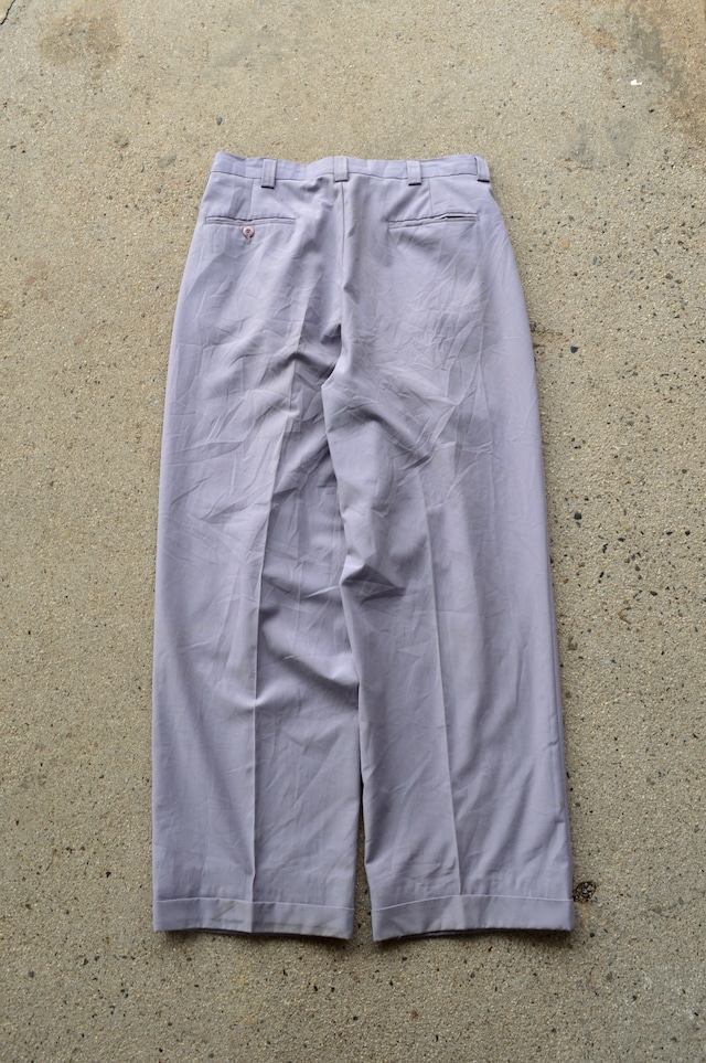 STACY ADAMS 1980's-90's From USA Center Intuck Wide Slacks Windowpen Polyblend Rayon ステイシーアダムス 80s ワイドスラックス