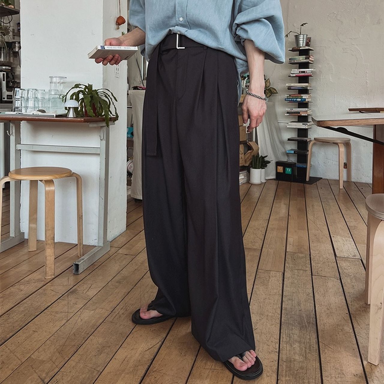 Straight-leg casual draped pants(MT1382)