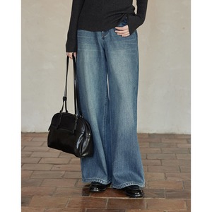 wide straight denim pants