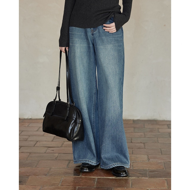 wide straight denim pants