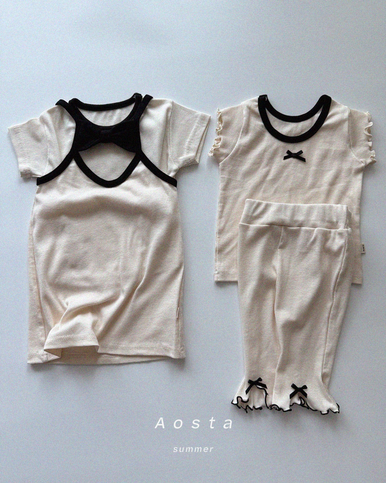 【取寄/韓国直送】Aosta 26/SM リブリボンTシャツ｜夏服｜韓国子供服