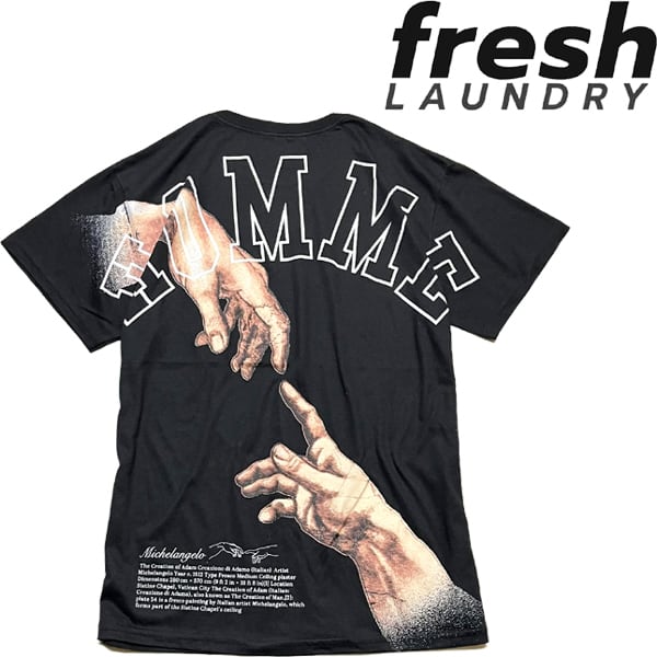 1点物◇Fresh Laundryミケランジェロ黒バックプリントTシャツ古着