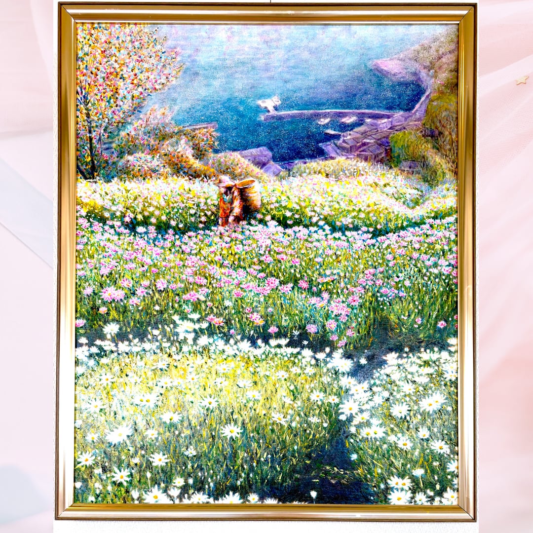 風景画「天空の花畑・マーガレット編」F30/仮縁 | fukeiart