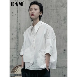 Asymmetry Half-Button Blouse Shirt【E0079】