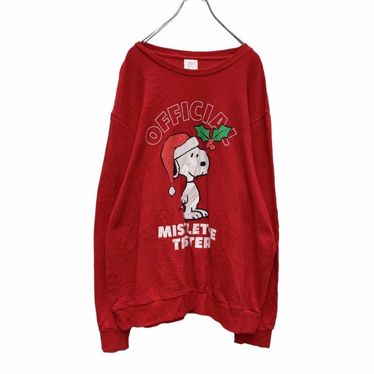 80s USA製 SNOOPY スヌーピー ビッグプリント スウェット レッドL 