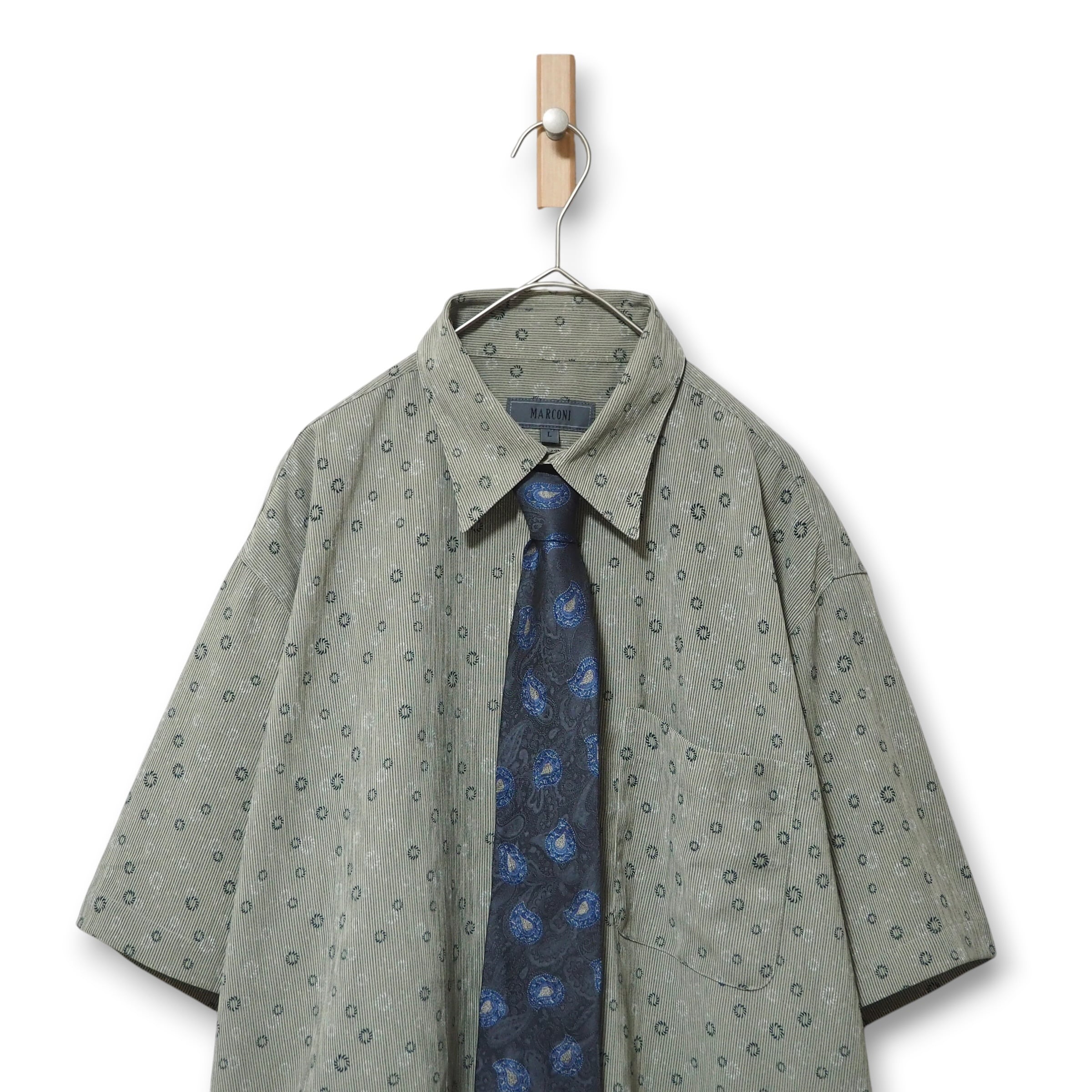 【VINTAGE】半袖デザインシャツ+ネクタイ