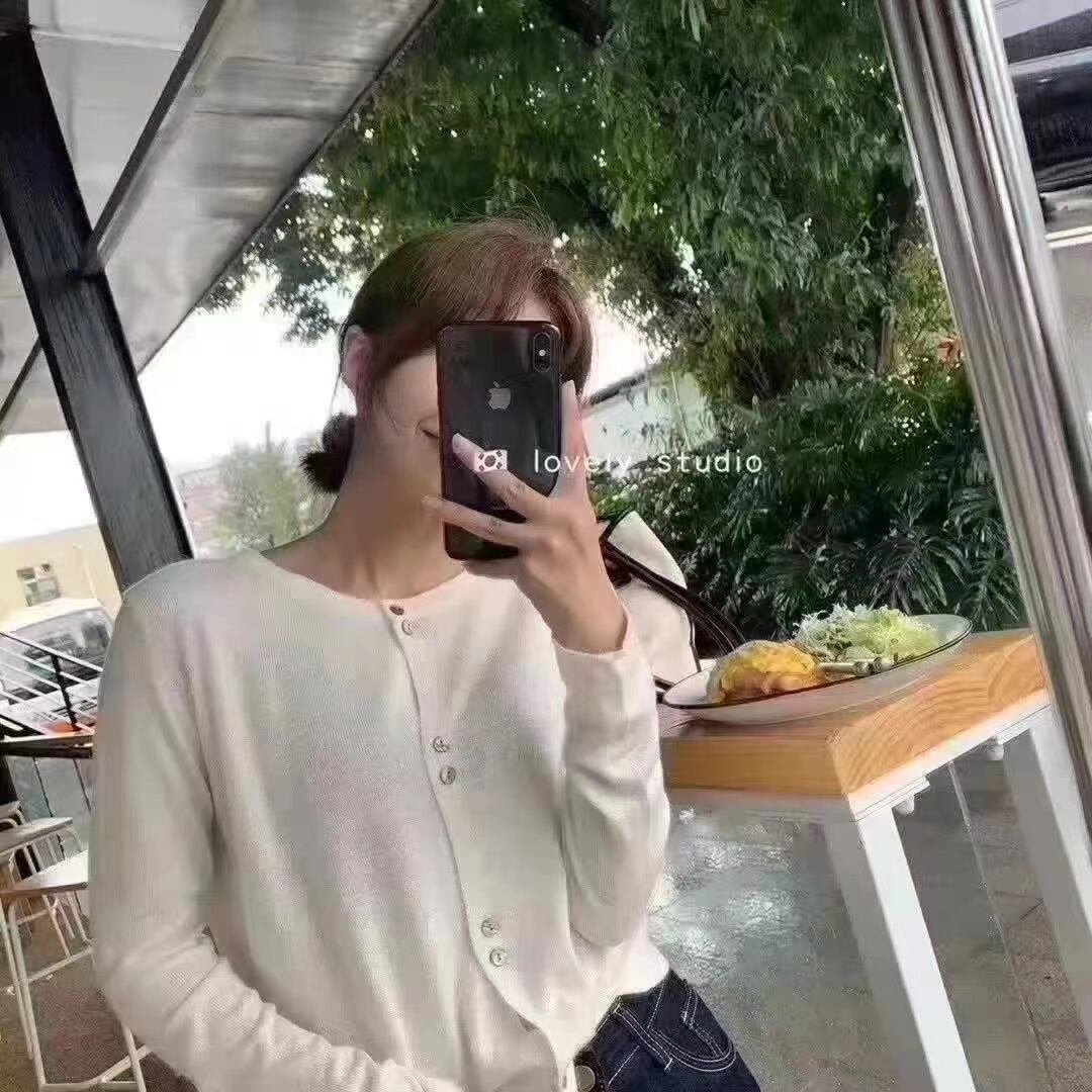 ２連ボタン クルーネックカーディガン AJ2205-D10