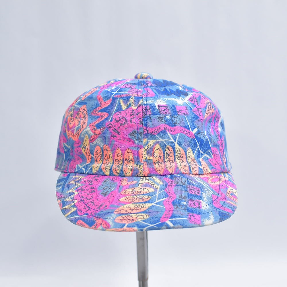 80～90s 日本製 マルチカラー 総柄 6パネルキャップ CAP 帽子