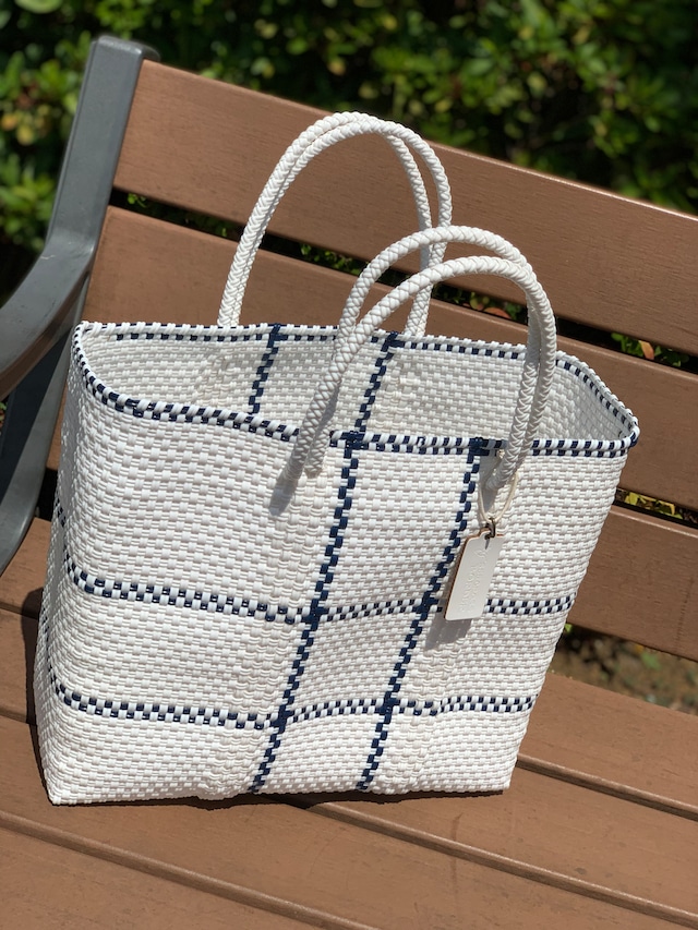 S Mercado Bag (Normal handle) White/Navy