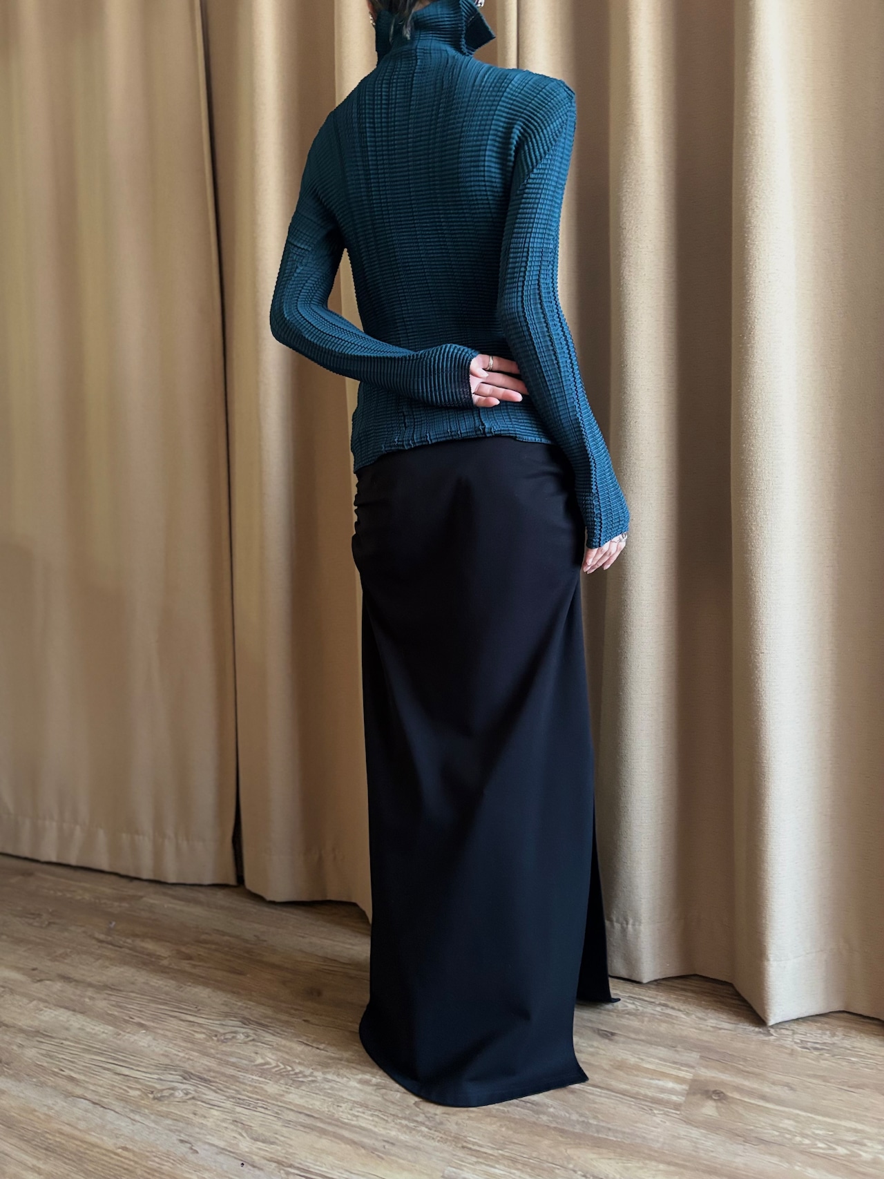 ISSEY MIYAKE dark green design tops-5138-2