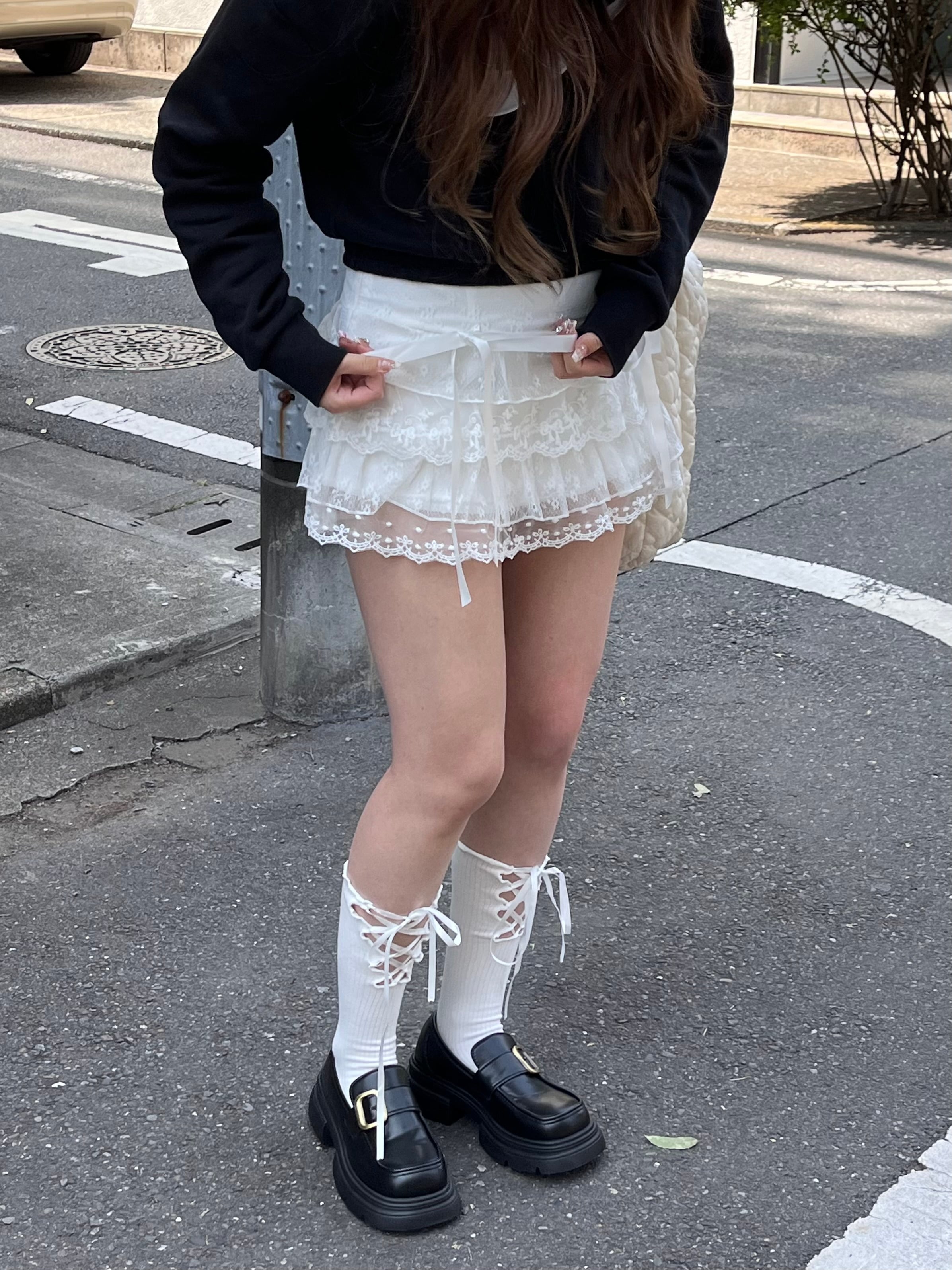 double ribbon lace skirt