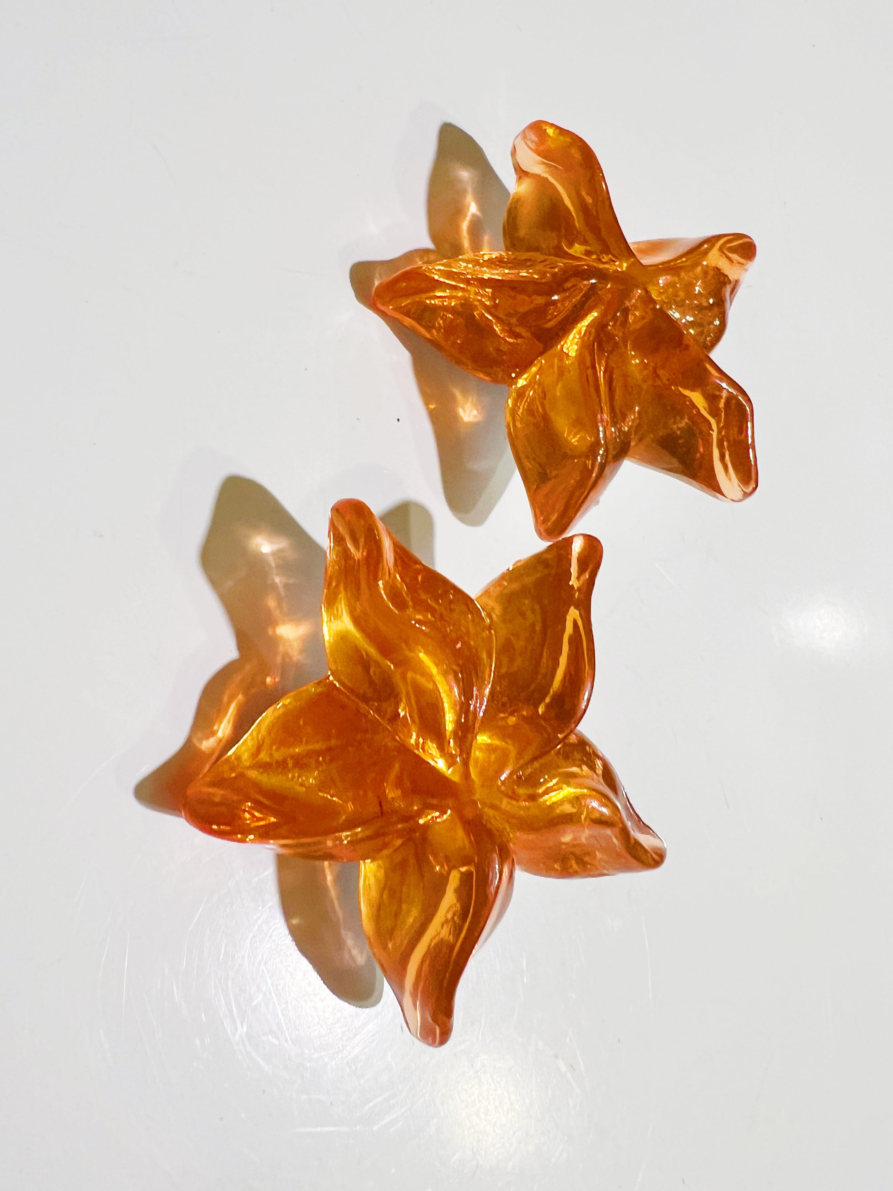 Vintage orange star flower earrings