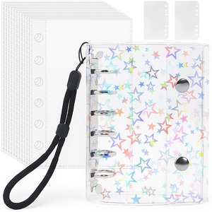【在庫のみ】シール帳 透明 A7サイズ 3層構造 PPシート2枚&専用ストラップ付き（星柄入り）
