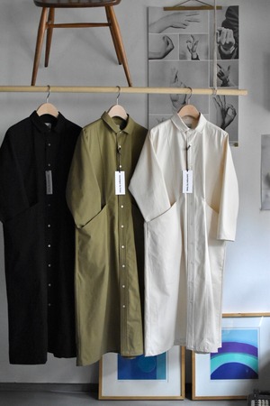-sasanqua by trees- "military light canvas" "one-piece coat"