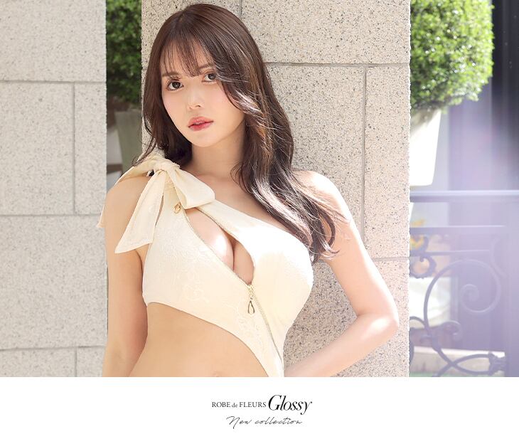 ROBE de FLEURS Glossy】Lacy zip swim wear (GL2360) 2360【返品不可
