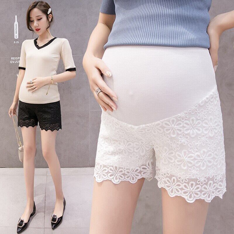 【新作】【送料無料】 マタニティレジャーパンツサマーレース無地ショートパンツ伸縮性ウエスト妊婦お腹サポートパンツ エラスティック 夏物 ショーツ ブルマー ソリッドカラー AL expec384330369597