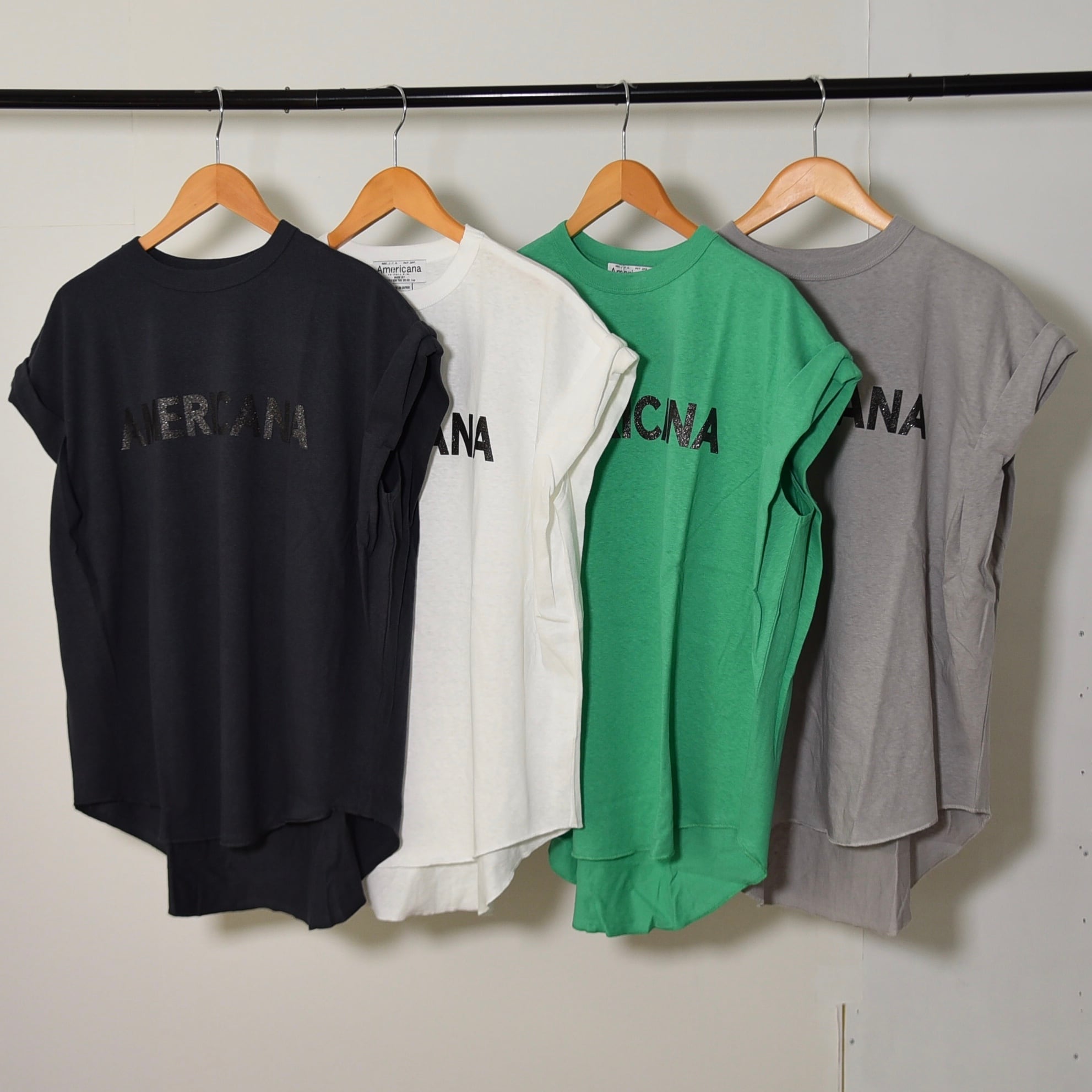 AMERICANA ロールアップロゴTシャツ Americana アメリカーナ │天竺ロールアップ ロゴTシャツ