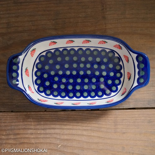 グラタン皿(取っ手)／いちご水玉