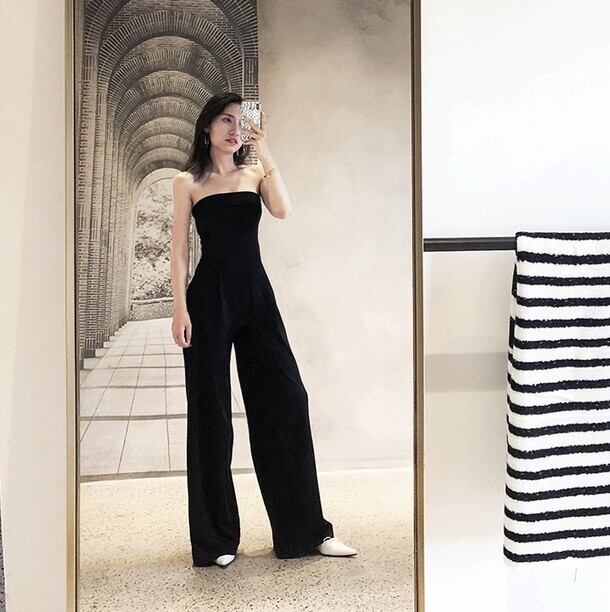 オールインワン サロペット ベアトップ オールインワン ジャンプスーツ レディース オールインワン ワイドパンツ オールインワン 黒 リゾートファッション 体型カバー 美脚 上品 きれいめ 代 30代 40代 P6385 Kirari きらり