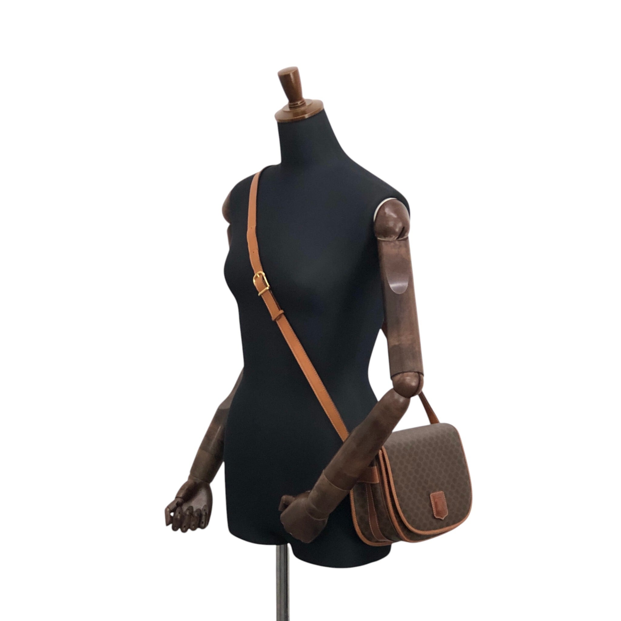 CELINE セリーヌ マカダム ショルダーバッグ ブラウン ブラゾン型押し