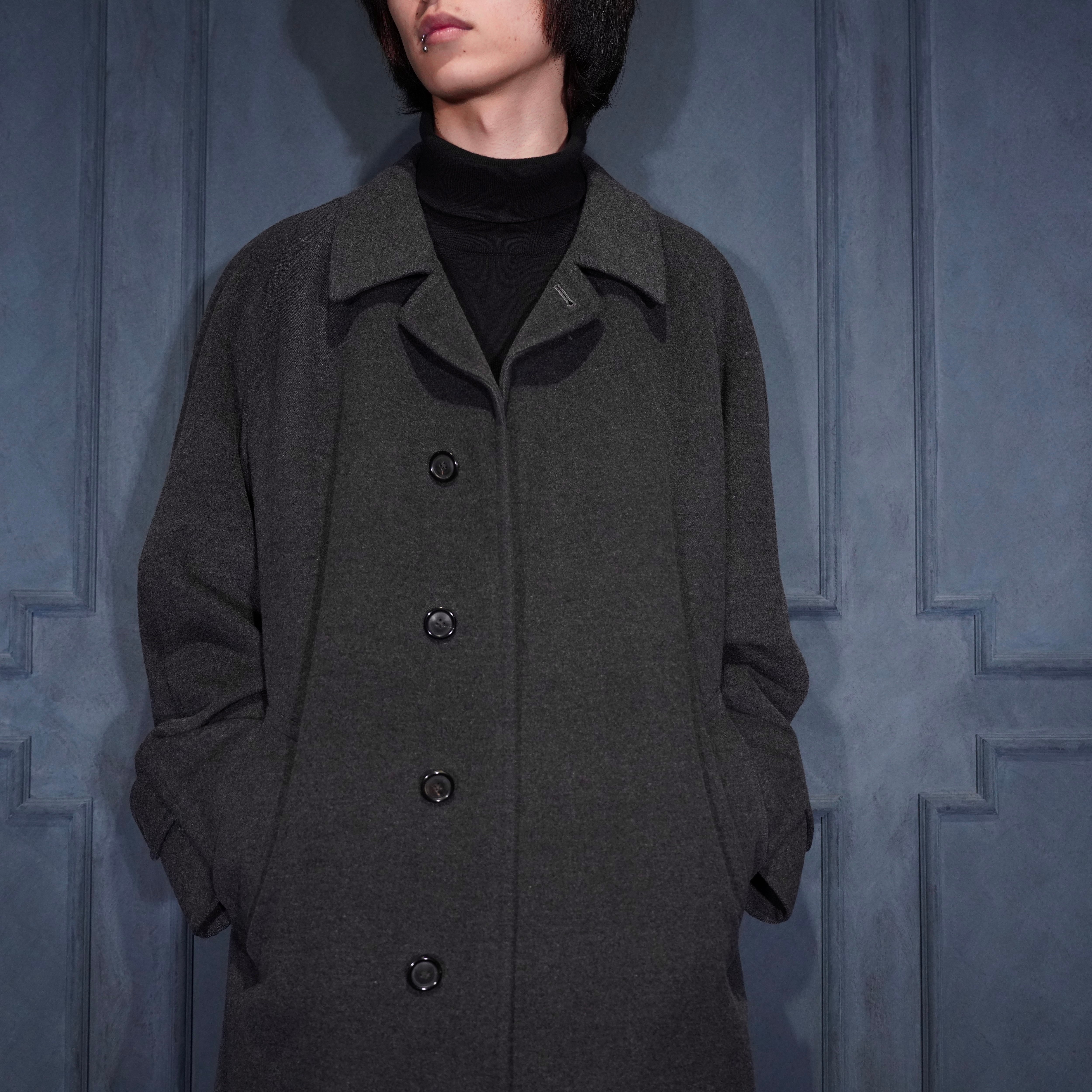【美品】バーバリー ロンドン ウール ロングコート アンゴラ 黒 ロゴボタン BURBERRY LONDON CASHMERE ANGORA BREND WOOL DESIGN BALMACAAN COAT