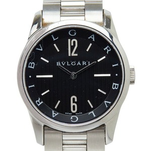 ブルガリ ソロテンポ 腕時計 ST37S クオーツ ブラック文字盤 ステンレススチール メンズ BVLGARI 【中古】