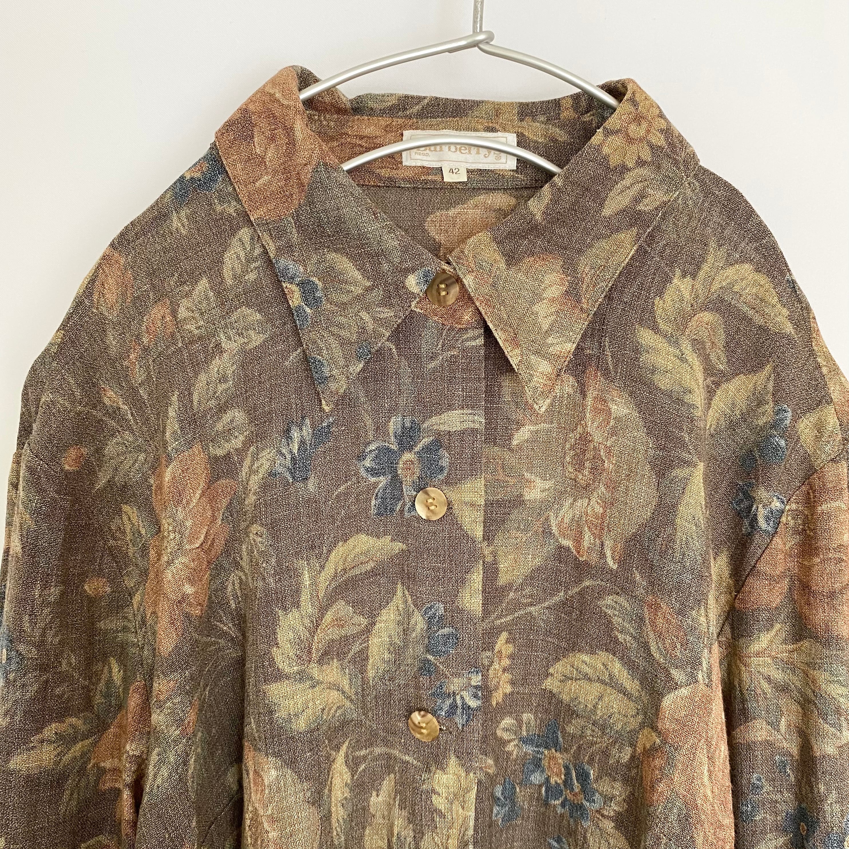 Vintage Burberry botanical print classical blouse レトロ