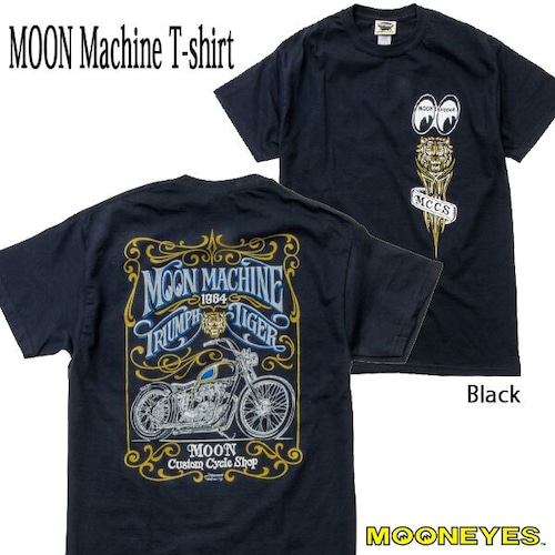 MOON Machine T-shirt Black ムーン マシーン Tシャツ ブラック トライアンフ タイガー ピンストライプ バイク MOONEYES ムーンアイズ